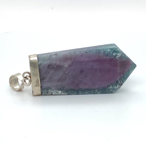 Ruby In Zoisite 52.75ct Solid 925 Sterling Silver Pendant - Picture 3 of 6